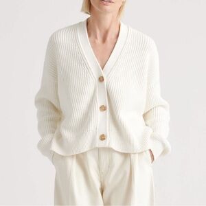 Quince 100% Organic Cotton Fisherman Boxy Cropped Cardigan